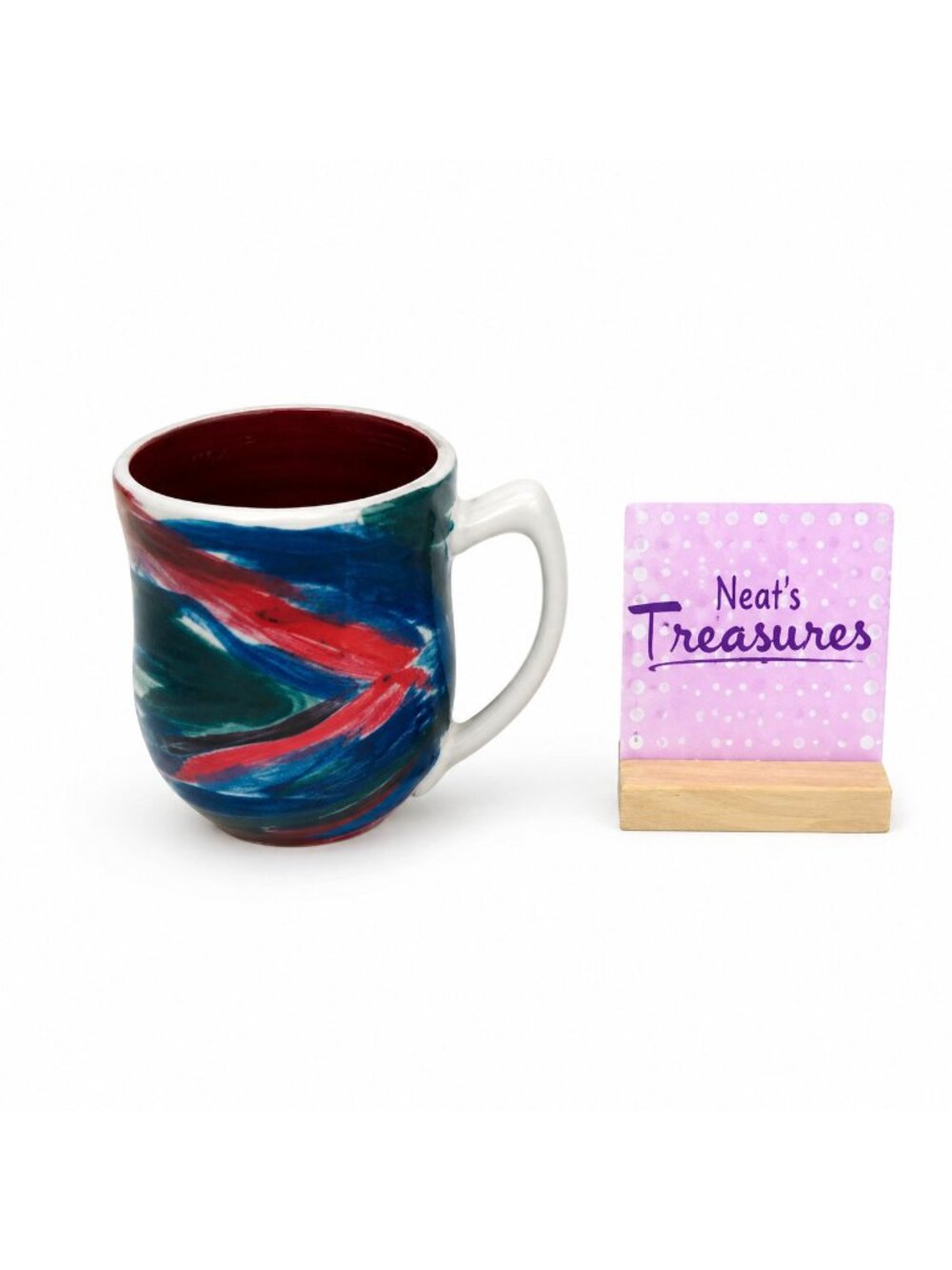 Gail Pittman FLAME Abstract Red Green Blue Wavy Line Band Ceramic 12 oz Cup Mug